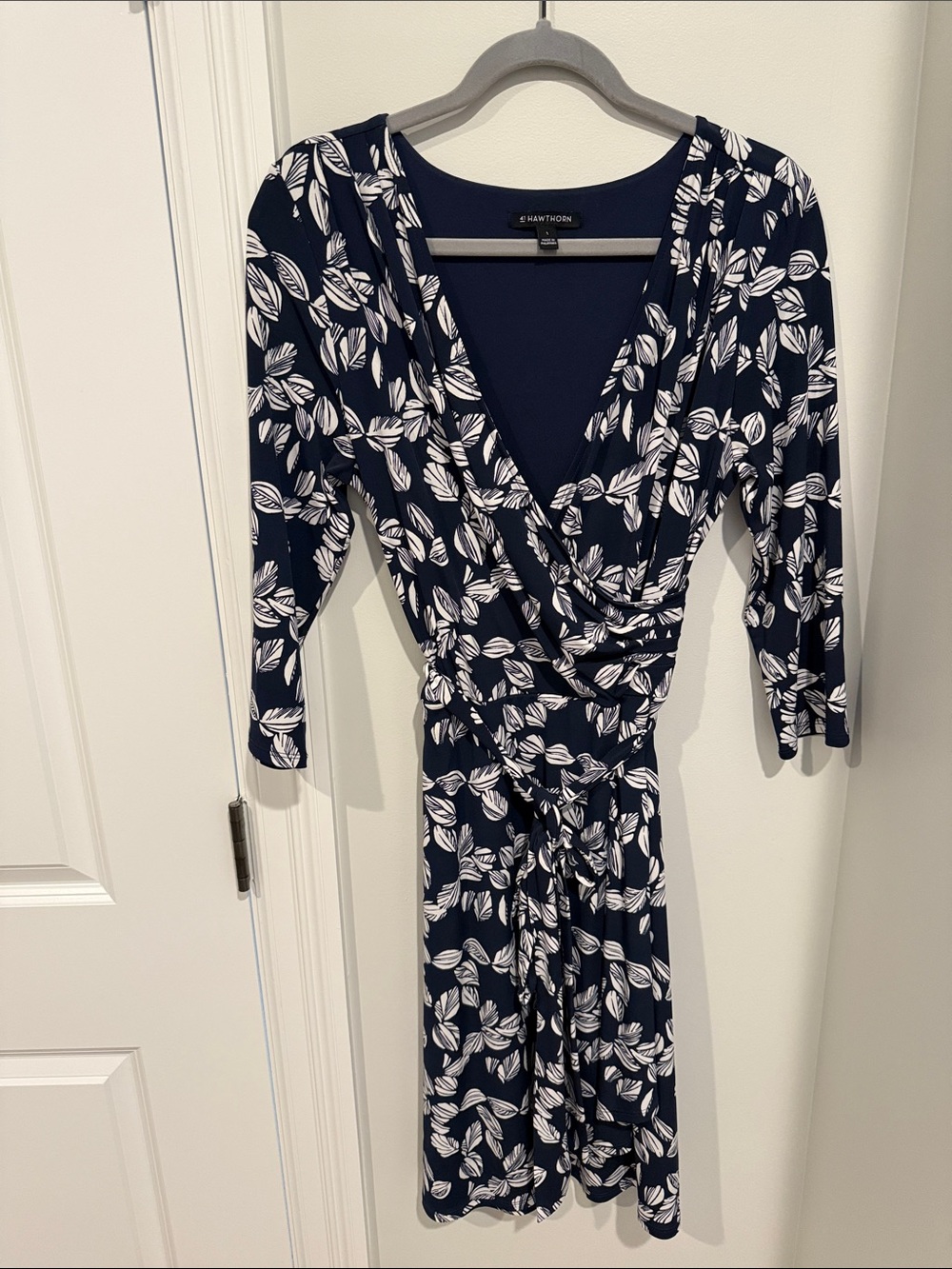 41 Hawthorn Navy Blue Floral Faux Wrap Dress